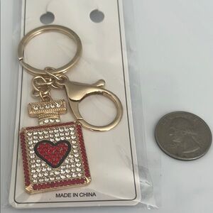 Gold and Red Heart Keychain